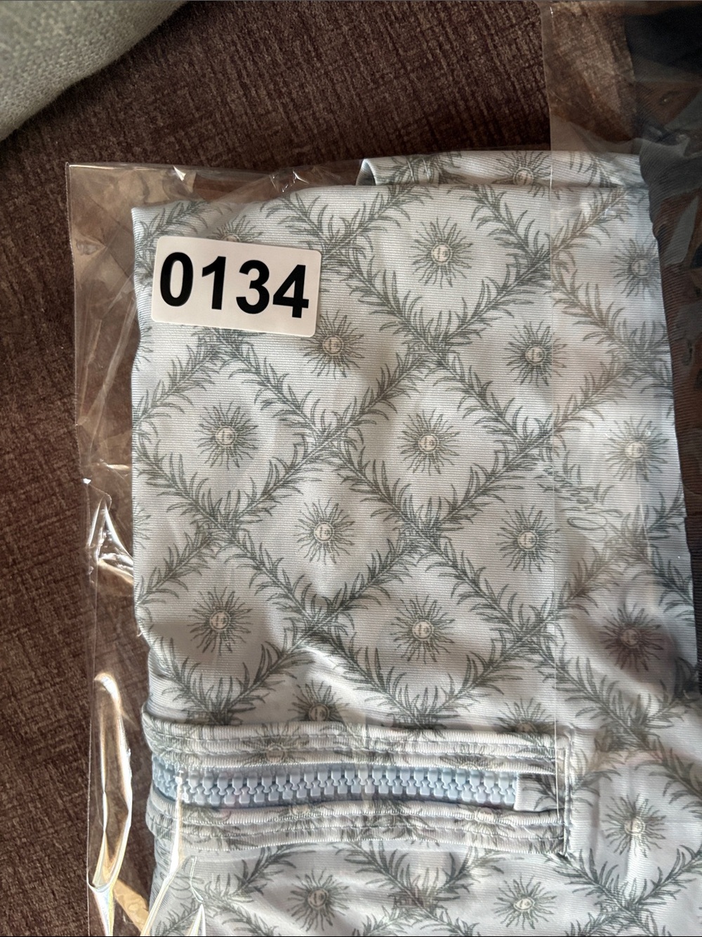 Greyson Light Blue & Sage Zip-Front Patterned Shell - Picture 8 of 8